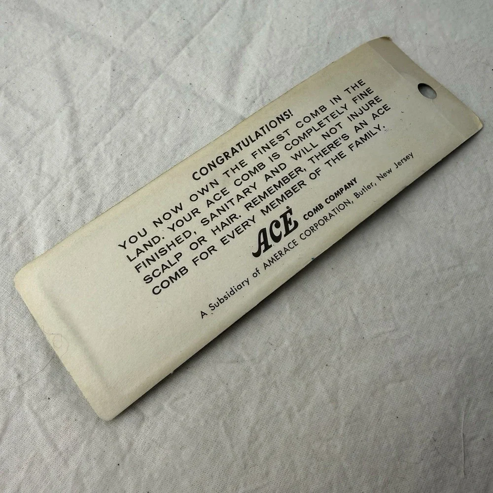 Vintage Ace Hard Rubber Comb‎ AA063 AA058 Black NOS Sealed 5
